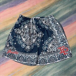 Inaka Mesh Shorts Blue and White Bandana Print Size L